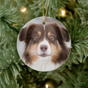 Décoration En Céramique Chien 2 photo personnalisé Noël