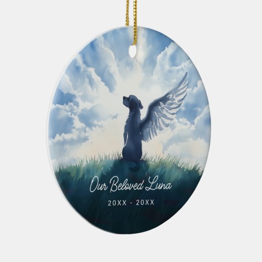 Décoration En Céramique Chien ange à l'aquarelle Condoléances Sympathie (Droite)