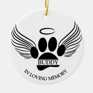 Décoration En Céramique Chien Animal Angel Wings Memorial Nom personnalisé