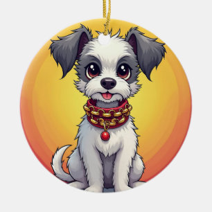 Décoration En Céramique Chien animé mignon avec collier