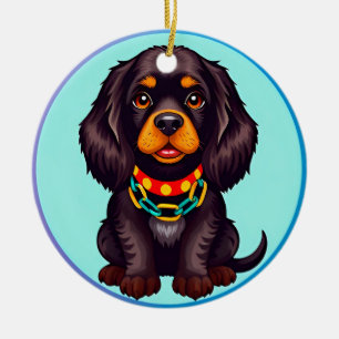 Décoration En Céramique Chien animé mignon avec collier
