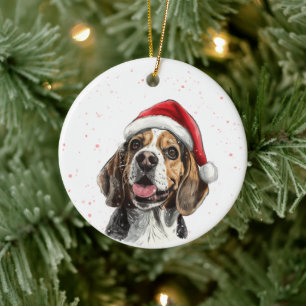 Décoration En Céramique Chien Beagle Joyeux Noël Personnalisé