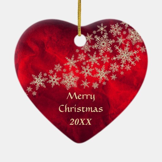 Décoration En Céramique Chien Beagle Red Gold Snowflake (Dos)