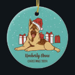 Décoration En Céramique Chien berger allemand Noël Neige hiver vacances<br><div class="desc">Belle caricature animale pour enfants et enfants. Parfait pour la première fête de Noël en famille. Vous pouvez customiser le texte pour n'importe quelle occasion.</div>