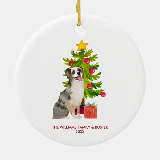 Décoration En Céramique Chien berger australien Noël personnalisé (Dos)