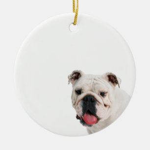 Décoration En Céramique Chien blanc mignon Bulldog