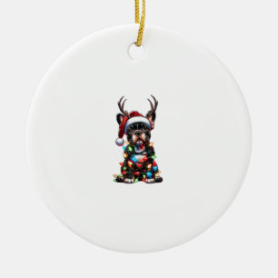 Décoration En Céramique Chien Bouledogue Français Drôle de Noël Chapeau de
