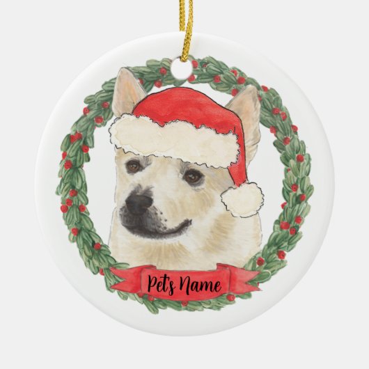 Décoration En Céramique Chien Buhund norvégien personnalisé pour Noël (Devant)
