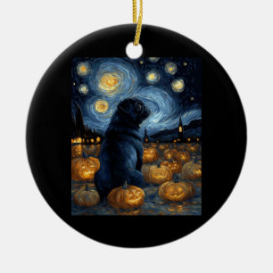 Décoration En Céramique Chien Carlin noir de la nuit étoilée de van gogh h