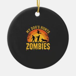 Décoration En Céramique Chien Chasse Les Zombies Design Halloween