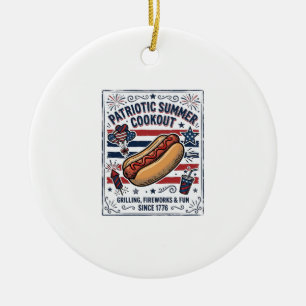 Décoration En Céramique Chien Chaud Patriotique Barbecue Vintage