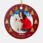 Décoration En Céramique Chien Chien de Noël Premier Photo Personnalisée Po (Devant)