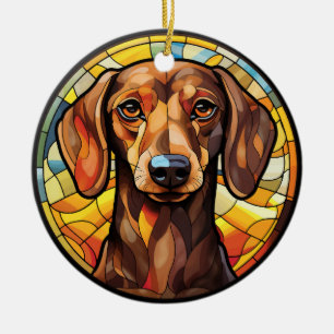 Décoration En Céramique Chien Dachsund en verre doux
