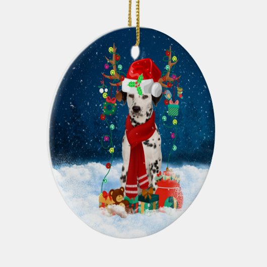 Décoration En Céramique Chien dalmate avec cadeaux de Noël (Droite)