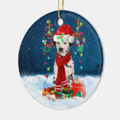 Décoration En Céramique Chien dalmate avec cadeaux de Noël (Gauche)