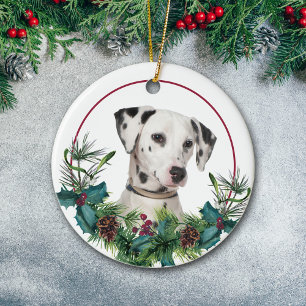Décoration En Céramique Chien Dalmatien À feuillage persistant Berry Wreat