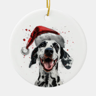 Décoration En Céramique Chien Dalmatien Joyeux Noël Personnalisé