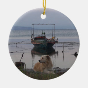 Décoration En Céramique Chien d'arrêt par la mer