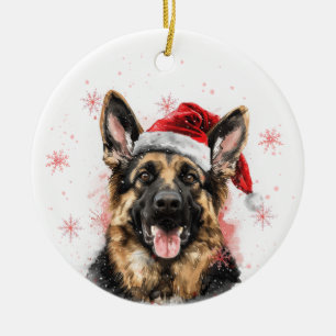 Décoration En Céramique Chien de berger allemand Noël Personnalisé