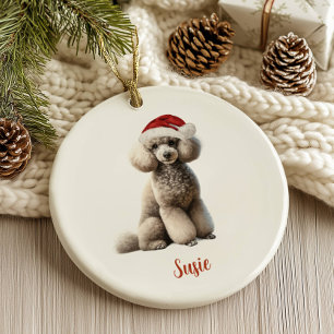 Décoration En Céramique Chien de caniche Noël personnalisé