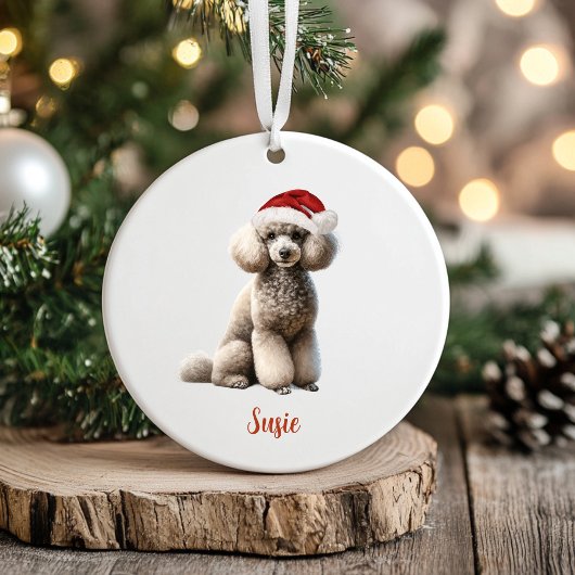 Décoration En Céramique Chien de caniche Noël personnalisé