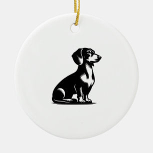 Décoration En Céramique Chien de Chasse Classique Dessin Ancien Dachshund