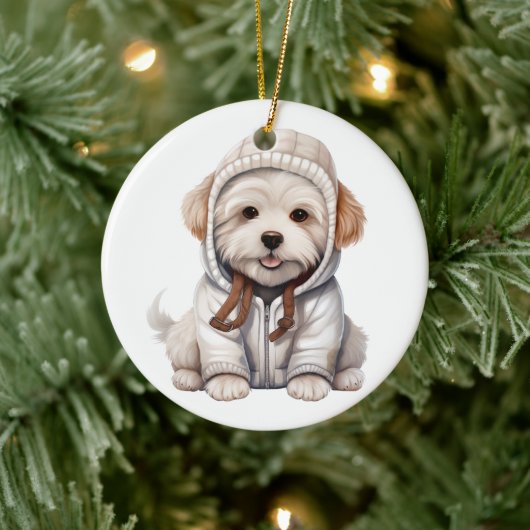 Décoration En Céramique Chien de coton de tulear personnalisé (Arbre)