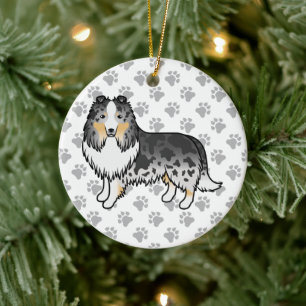 Décoration En Céramique Chien de dessin animé et pattes de Berger des Shet