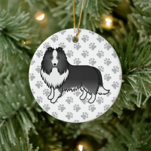 Décoration En Céramique Chien de dessin animé Shetland aux pattes bi-noire