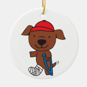 Décoration En Céramique Chien de la jambe cassé