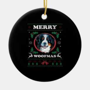 Décoration En Céramique Chien de Montagne Bernese Joyeux Chien de Noël