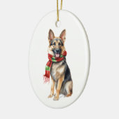 Décoration En Céramique Chien de Noël, Berger allemand de vacances (Gauche)