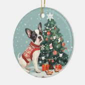 Décoration En Céramique Chien de Noël Boston Terrier (Gauche)