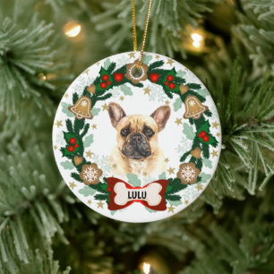 Décoration En Céramique Chien de Noël Cochon Cookie Wreath