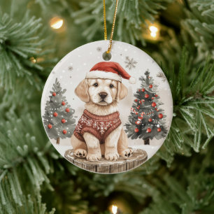 Décoration En Céramique Chien de Noël du Labrador Retriever