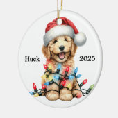 Décoration En Céramique Chien de Noël Goldendoodle personnalisé  (Gauche)