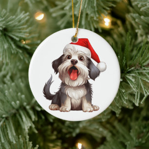 Décoration En Céramique Chien de Noël Havanais Amusant Personnalisé