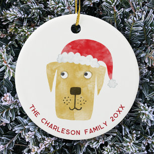 Décoration En Céramique Chien de Noël Nom de famille Date