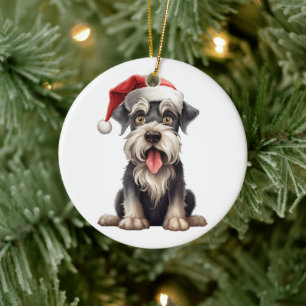 Décoration En Céramique Chien de Noël Schnauzer, un spécialiste du diverti