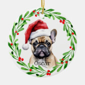Décoration En Céramique Chien de Noël Tan Frenchie French Buldog Pet (Devant)