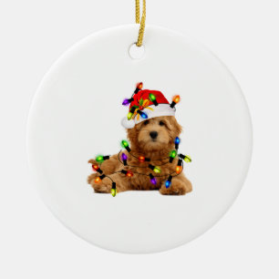 Décoration En Céramique Chien de Père Noël Goldendoodle