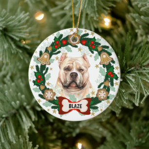 Décoration En Céramique Chien de Pitbull Cookie de Noël Cookie Wreath