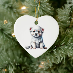 Décoration En Céramique Chien de race Eskimo Américain personnalisé