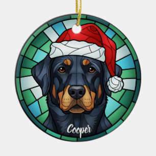 Décoration En Céramique Chien de Santa Hat Couleur de verre