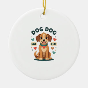 Décoration En Céramique Chien de sauvetage mignon vintage sauve une vie Ca