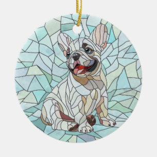 Décoration En Céramique Chien de taureau français mignon - mosaïque pastel