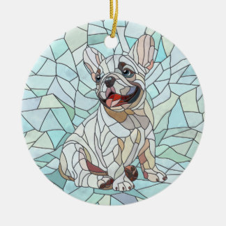 Décoration En Céramique Chien de taureau français mignon - mosaïque pastel