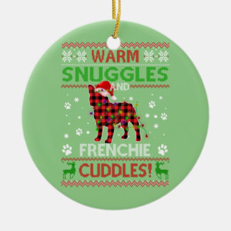 Décoration En Céramique Chien de taureaux français laide pull Noël Pajama 