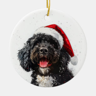 Décoration En Céramique Chien d'eau portugais Noël Personnalisé