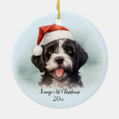 Décoration En Céramique Chien d'eau portugais premier Noël personnalisé (Dos)